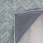 Modern Herringbone Chevron Collection Handcrafted Wool Area Rug - Durable, Zigzag Pattern, for High Traffic, Contemporary Design for Living Room, Bedroom, Dining Room Decor (Denim Blue, 10' x 10')