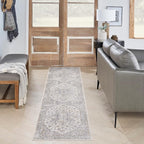 Nourison Home Astra Machine Washable Silver Grey 2'2" x 12' Area Rug - Easy Clean, Non Shedding, Bed Room, Living Room, Dining Room, Kitchen (12' Runner)