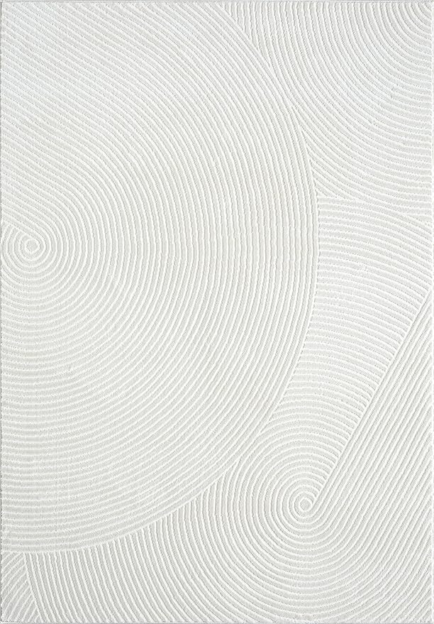 Abani Cream Area Rug 12' x 15' for Living Room, Bedroom, Dining Room - Zen Reiki Circles Pattern - Durable & East to Clean