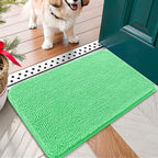 OLANLY Dog Door Mat for Muddy Paws 24x16, Absorbs Moisture and Dirt, Absorbent Non-Slip Washable Doormat, Quick Dry Chenille Mud Mat for Dogs, Entry Indoor Entryway Carpet for Inside Floor, Mint Green