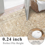 HelloTree 2x3 Entryway Rug Washable Vintage Print Door Mat Kitchen Rugs for Front Door Bedroom Living Room Entrance Small Soft Traditional Distressed Carpet Folable for Room Bedside-Khaki