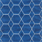 Unique Loom Trellis Frieze Collection Area Rug - Geometric (7' Square, Navy Blue/ Ivory)