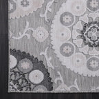 CAMILSON Indoor Outdoor Rug 10x14 Bohemian Medallion Floral Area Rugs for Indoor and Outdoor Patios Easy-Cleaning Non-Shedding Living Room Garden and Kitchen Washable Outside Carpet (10 x 14 / Gray)