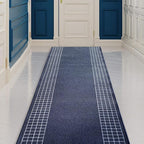 Custom Made Runner Rug for Kitchen Foyer Hallway Entry Choose Your Length 31 Inch Wide Geometric CheckeBlue Design Blue Color (29 feet x 31 Inch)