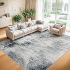7x9 Washable Area Rugs - Modern Abstract Rugs for Living Room Non-Slip Low Pile Soft Machine Washable Carpet for Bedroom, Dining Room, Nursery, Home Office, Farmhouse (7'x9' Dark Grey)