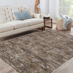 RUGSREAL Area Rug 5x7 Machine Washable Area Rug for Living Room Non-Slip Stain Resistant Modern Abstract Bedroom Rug Contemporary Solid Throw Rug Foldable Accent Floor Carpet for Dining Room, Brown