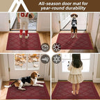 COSY HOMEER Non-Slip Door Mat 24"x36", Entryway Rugs Low Profile Absorbent Dirt Trapper Doormat for Front Entrance, Washable Polypropylene Entry Mat (Red)