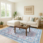 Washable Area Rug, Modern Farmhouse, Vintage, Turkish, Bohemian, Distressed, Oriental, Traditional, Rugs for Living Room, Dining, Bedroom, Office, Entryway, Foyer, (861NT, 2' x 3')