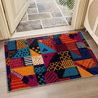 Patchwork Rug - 5x7 Rug, Geometric Abstract Multicolor Area Rugs, Retro Aesthetic Washable Soft Floor Carpets Home Decor #C020
