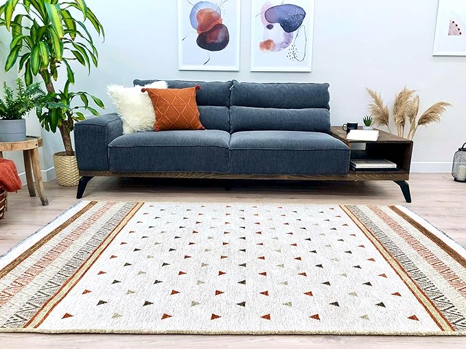Alfa Rich 5x8 Beige Terracotta Washable Area Rugs for Living Room Kitchen Bedroom Decor Rug