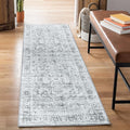 Bloom Rugs Washable Non-Slip 10 ft Runner - Gray/Charcoal Traditional Medallion Runner for Entryway, Hallway, Bathroom, and Kitchen - Exact Size: 2.5' x 10'