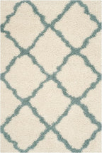 SAFAVIEH Dallas Shag Collection Accent Rug - 4' x 6', Ivory & Light Blue, Trellis Design, Non-Shedding & Easy Care, 1.5-inch Thick Ideal for High Traffic Areas in Foyer, Living Room, Bedroom (SGD257J)