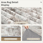 Area Rugs 4x6 for Living Room, Vintage Washable Rugs for Dining Room, Kitchen, Non-Slip Area Rug Pink Grey