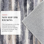 Modern Abstract Runner Rug 2x5, Grey Black Multi Washable Kitchen Runner Entryway Rug Mat Non-Slip Soft Hallway Rug Runner Thin Print Faux Wool Carpet for Bedroom Laundry Room Indoor