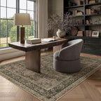 5x7 Washable Area Rug Brown Vintage Distressed Rug for Office Oriental Soft Thin Indoor Retro Carpet Non Slip Low Pile Floor Cover for Living Ding Room Bedroom Laundry Dorm