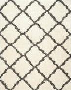 SAFAVIEH Dallas Shag Collection Area Rug - 8'6" x 12', Ivory & Dark Grey, Trellis Design, Non-Shedding & Easy Care, 1.5-inch Thick Ideal for High Traffic Areas in Living Room, Bedroom (SGD257H)