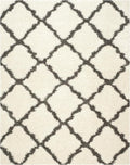 SAFAVIEH Dallas Shag Collection X-Large Area Rug - 11' x 15', Ivory & Dark Grey, Trellis Design, Non-Shedding & Easy Care, 1.5-inch Thick Ideal for High Traffic Areas in Living Room, Bedroom (SGD257H)