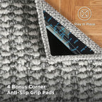 Bedsure 6x9 Faux Wool Area Rugs for Living Room, Machine Washable Carpet, Non-Slip Backing, Pet Friendly Throw Rug for Bedroom Dining Room, Gray