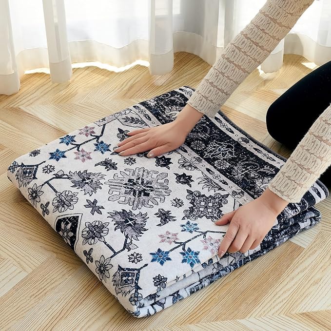 2x6 Area Rug,Boho Vintage Oriental Washable Rugs,Collapsible Area Rug for Bedroom, Entryway, Kitchen, Bathroom