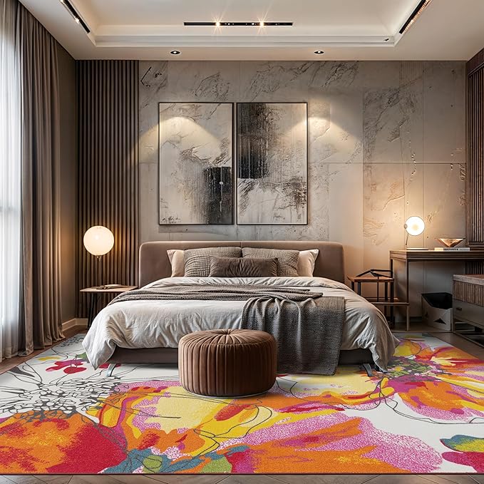 Rugshop Multi Bright Flowers Non Slip Non-Shedding Area Rug for Living Room, Dining Room and Bedroom, 10' x 14'