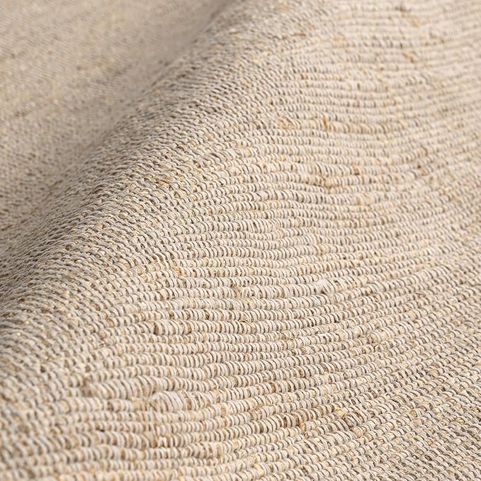 nuLOOM 6x9 Elfriede Jute & Cotton Hand Woven Area Rug, Natural, Solid Rustic Farmhouse Style, Weaved Design, Natural Fiber, For Bedroom, Living Room, Dining Room, Hallway, Office, Entryway