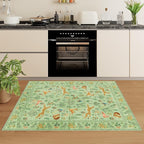 DUKINO 3x5 Rug, Washable Animal Area Rug with Non Slip Vintage Design, Indoor Soft Low Pile Carpet for Bedroom, Nursery, Dining Room, Farmhouse, Playroom, Light Green