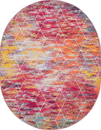 Unique Loom Trellis Frieze Collection Area Rug - Geometric (7' 10" x 10' Oval, Multi/ Ivory)