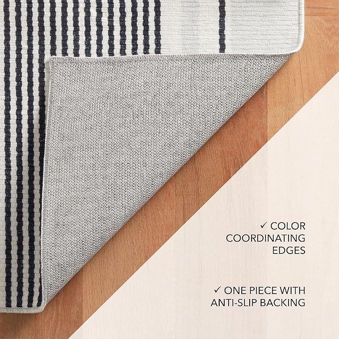 Dash & Albert Gunner Stripe Machine Washable Rug, 2 X 3 Feet, Grey Stripe Pattern