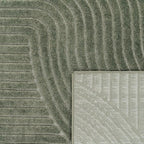 Paco Home Modern Area Rug with Raised Curved Line Pattern – Minimalist Design in Green, Size: 2'8" x 4'11"