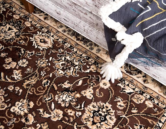 Unique Loom Sialk Hill Collection Area Rug - Washington (7' 1" x 10' Rectangle Brown/Black)