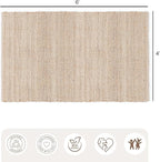 REDEARTH · Jute Cotton Area Rug - 4'x6' Rectangular Rug, Sustainable Handwoven, Non-Shedding, Soft & Durable – Reversible, Neutral Tones for Home Décor in Living Room, Dining Room, Bedroom, Set of 2