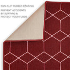 Custom Made Runner Rug for Kitchen Foyer Hallway Entry Choose Your Length Size 26 Inch Wide Geometric Lattice Design Red Color (2 feet x 26 inch)