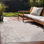 Beverly Rug Waikiki Indoor Outdoor Rug 5x7, Washable Outside Carpet for Patio, Deck, Porch, Trellis Area Rug, Water Resistant, Beige - White