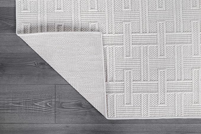 Micro Loop Indoor Rug White 9x12 Boho Geometric Neutral Area Rugs for Living Room Soft Luxury Modern Low and High Pile Durable Stain Resistant Non-Shedding Indoor Area Carpet 9 x 12