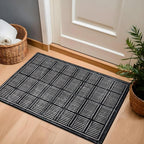 Rugshop Bohemian Stripe Lines Washable Non Slip Area Rug 2' x 3' Black