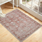 Kuden 2x3 Small Rug, Machine Washable, Non-Slip Backing, Vintage Style, Soft, Low Pile, Area Rugs for Entryway Kitchen Indoor Entrance