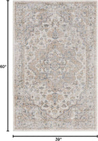 Nourison Home Astra Machine Washable Silver Grey 3'3" x 5' Area Rug - Easy Clean, Non Shedding, Bed Room, Living Room, Dining Room, Kitchen (3' x 5')