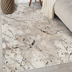 Rugshop Drifted Marble Abstract Area Rug Durable, Kid & Pet Friendly Gray, Ivory, Neutral Tones 4' x 6' Ideal Under Coffee Tables, Desks, or in Small Dining Areas