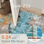 vivorug Washable Rug, Ultra Soft Area Rug 4x6, Non Slip Abstract Small Rug, Stain Resistant Rugs for Living Room Bedroom, Modern Style, Rosy Clouds