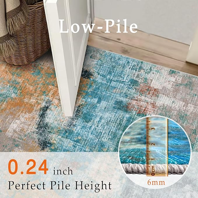 vivorug Washable Rug, Ultra Soft Area Rug 6x9, Non Slip Abstract Rug Carpet, Stain Resistant Rugs for Living Room Bedroom, Modern Fluffy Rug (Rosy Clouds, 6'x9')