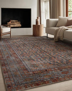 Kuden 8x10 Large Area Rug, Machine Washable Area Rug with Non-Slip Backing, Vintage Style, Soft, Easy Clean, Low Pile Rug for Living Room, Bedroom, Dining Room