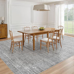 Area Rugs 9x12 Living Room: Washable Large Vintage Grey Rug Neutral Non-Slip Soft Stain Resistant Indoor Carpet for Bedroom Nursery Dining Room Under Table Bed Home House Office Playroom