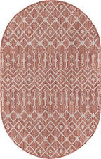 Unique Loom Outdoor Trellis Collection Area Rug - Tribal Trellis (3' 3" x 5' 3" Oval, Rust Red/ Ivory)