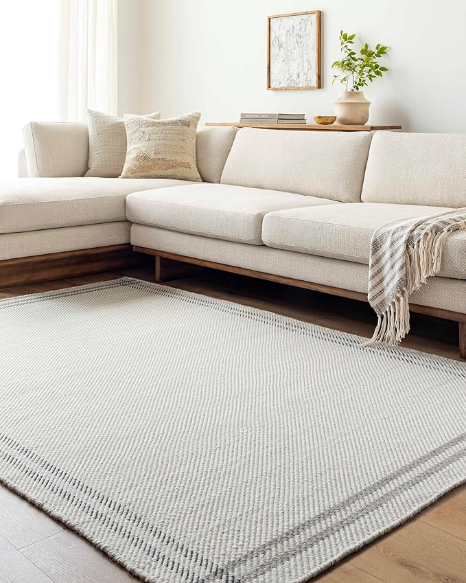 Mark&Day Wool Rugs, 2x3 Janmichael Cottage Light Silver/Charcoal Area Rug, Silver Grey Carpet for Living Room, Bedroom or Kitchen (2' x 3')