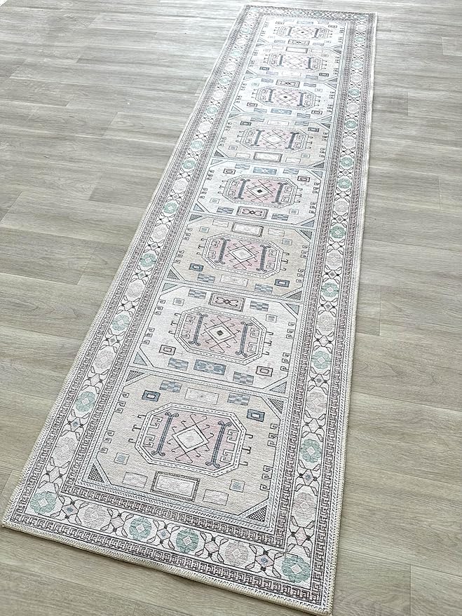 Fame Living Faded Oushak Rug, Turkish Vintage Floral Pastel Large Oversized Area Rugs for Living Room Dining Bedroom Kitchen Bathroom Nursery (848BrCr, 7'5" x 9'8")