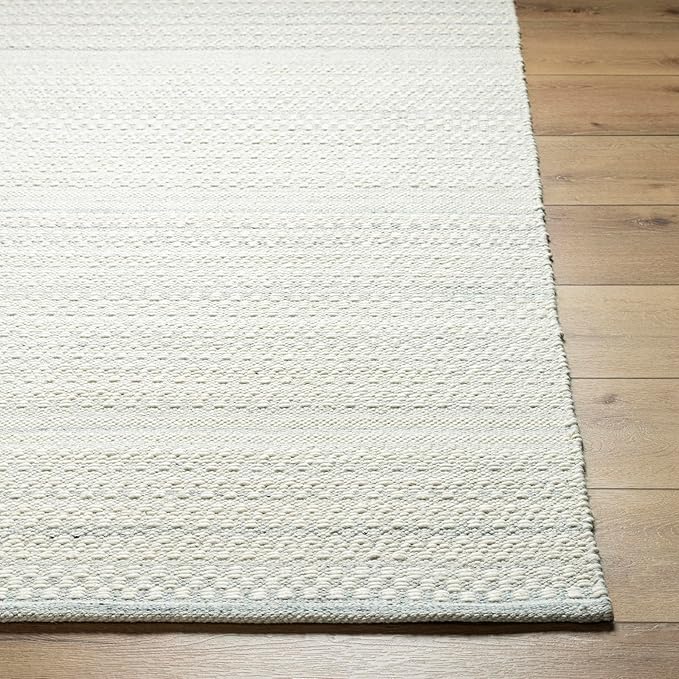 Mark&Day Wool Rugs, 2x3 Precious Solid and Border Cream/Light Slate Area Rug, Cream Grey Carpet for Living Room, Bedroom or Kitchen (2' x 3')