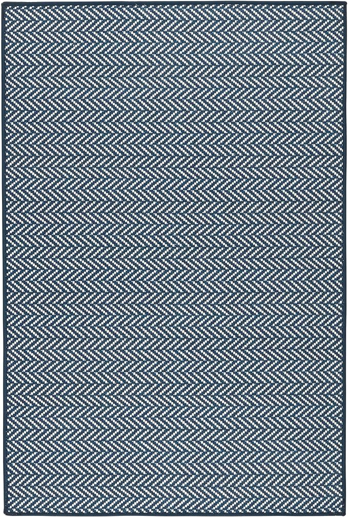 Dash and Albert Herringbone Machine Washable Area Rug - 4' x 6' Navy - Geometric Accent Rug - Anti-Slip Backing, Lightweight, Machine Washable, High Traffic Areas Kitchen, Mudroom, Laundry Room