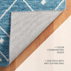 Dash and Albert Kota Machine Washable Area Rug - 4' x 6' Indigo - Diamond Accent Rug - Anti-Slip Backing, Lightweight, Machine Washable, High Traffic Areas Kitchen, Mudroom, Laundry Room