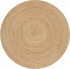 Hausattire Hand Woven Jute Braided Rug, 3’ Round – Natural, Reversible Boho Entry Area Rugs for Kitchen, Living Room I Farmhouse Decorative Floor Rug, 3 Feet Round