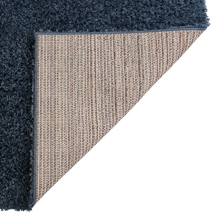Unique Loom Davos Shag Collection Area Rug - Solid (2' 7" x 20' Runner, Marine Blue)